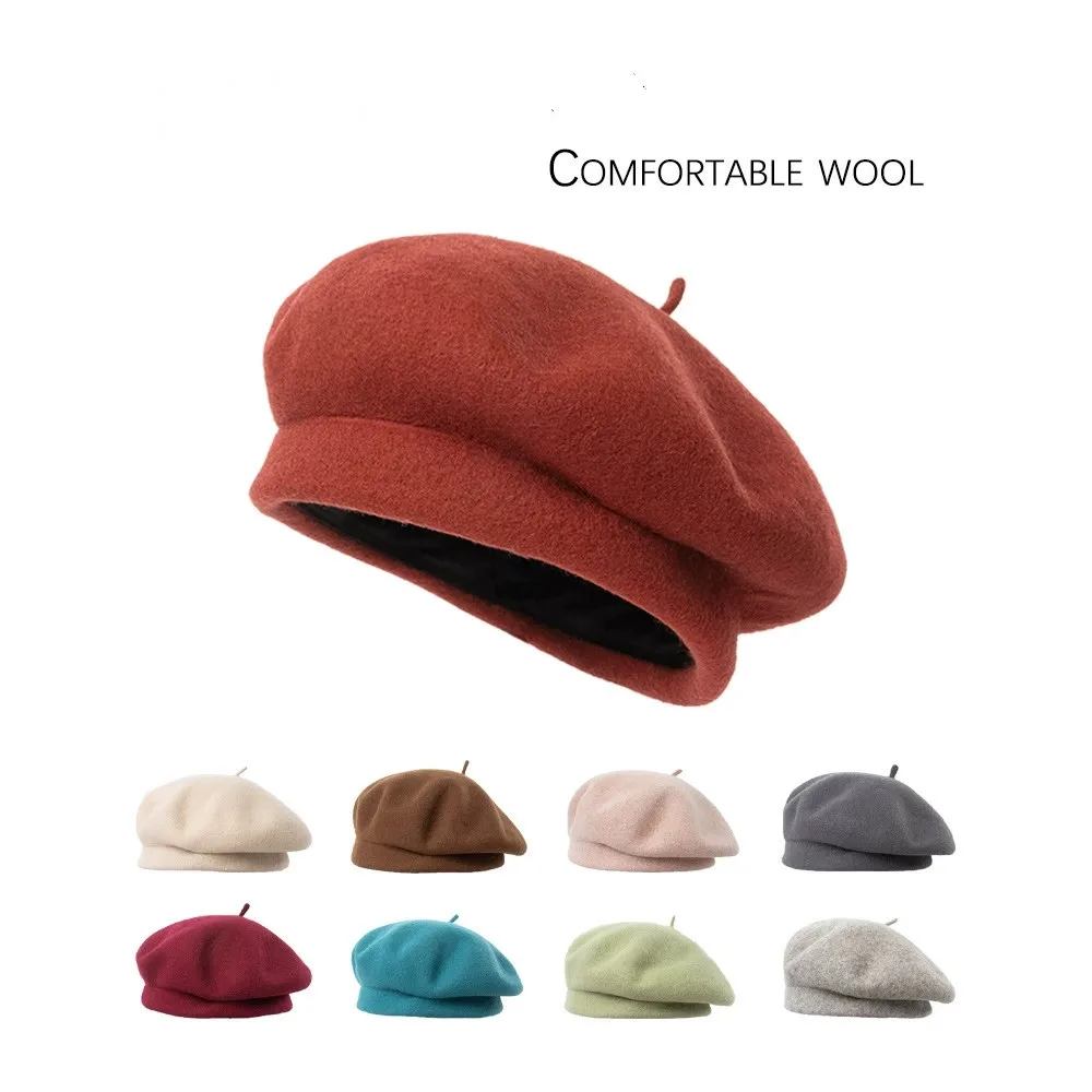 

Осенне-зимняя модная повседневная трехмерная шляпа художника с глубокими полями, 90% берет, женские теплые шапки с грибами