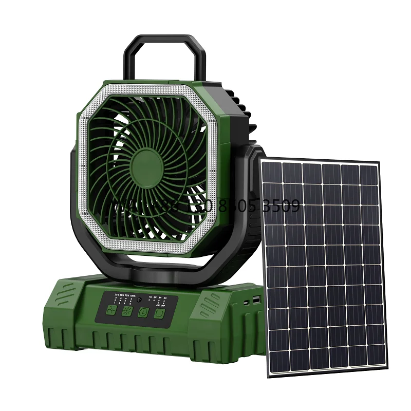 

10000mAh Multifunctional Rechargeable Solar Camping Fan with LED Light for Camping Hiking Fishing