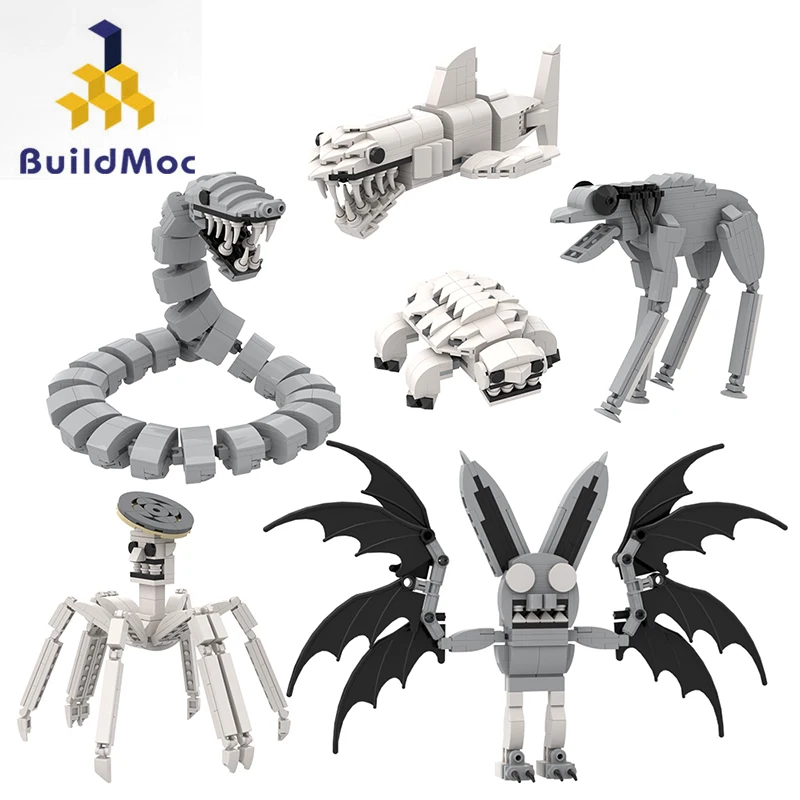 

Buildmoc Horror Game Zoonomalyeds Animals Turtle Snake Shark Spider Horse Bat 1355PCS Building Blocks Toys For Children Gifts