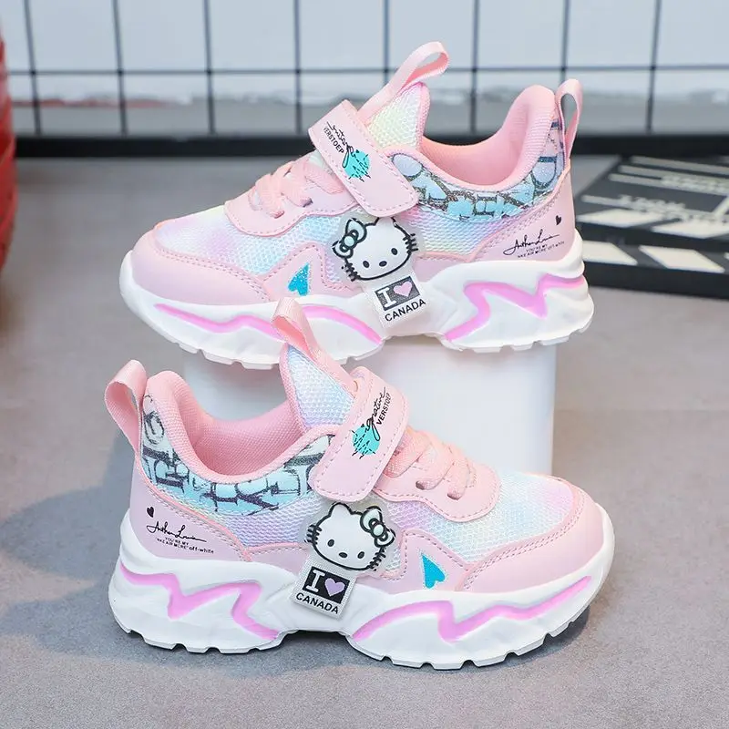 Hello Kitty Girls\' sneakers cartoon anime casual shoes children\'s outdoor sports shoes  lightweight and soft soled for girls