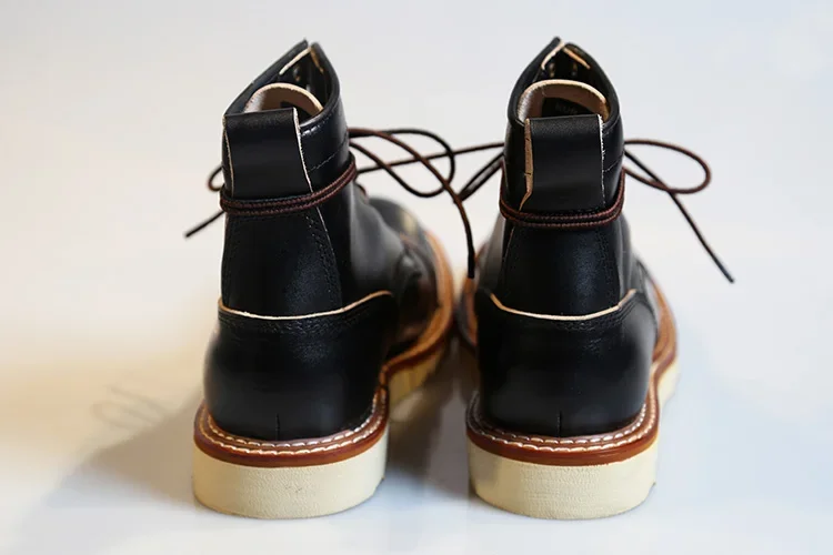 Handmade Combat Boots Hull Grain Leather Shoes Large Size Thick Black Lace Boots Men's Army Feet Cool Denim BootS