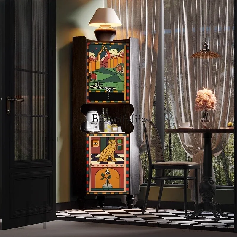 

yj19 Modern Minimalist Triangle Cabinet French Retro Corner Living Room Storage Cabinet