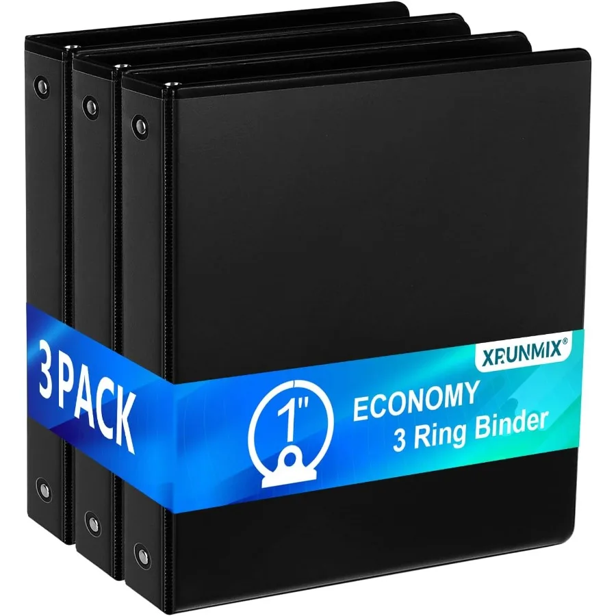 

Экономичные 3-кольцевые папки 1 дюйм, 1 х круглые кольца, вмещает 200 листов, размер письма США ClearVue, вид на презентацию, антипригарное покрытие, черное 3