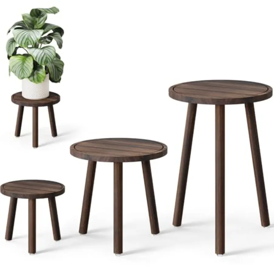 

Plant Stand Indoor - 3-Pack Taller Single Wood Plant Stand for 6-12 Inch Pots, Mid-Century Modern Plants Stool for Large Plants