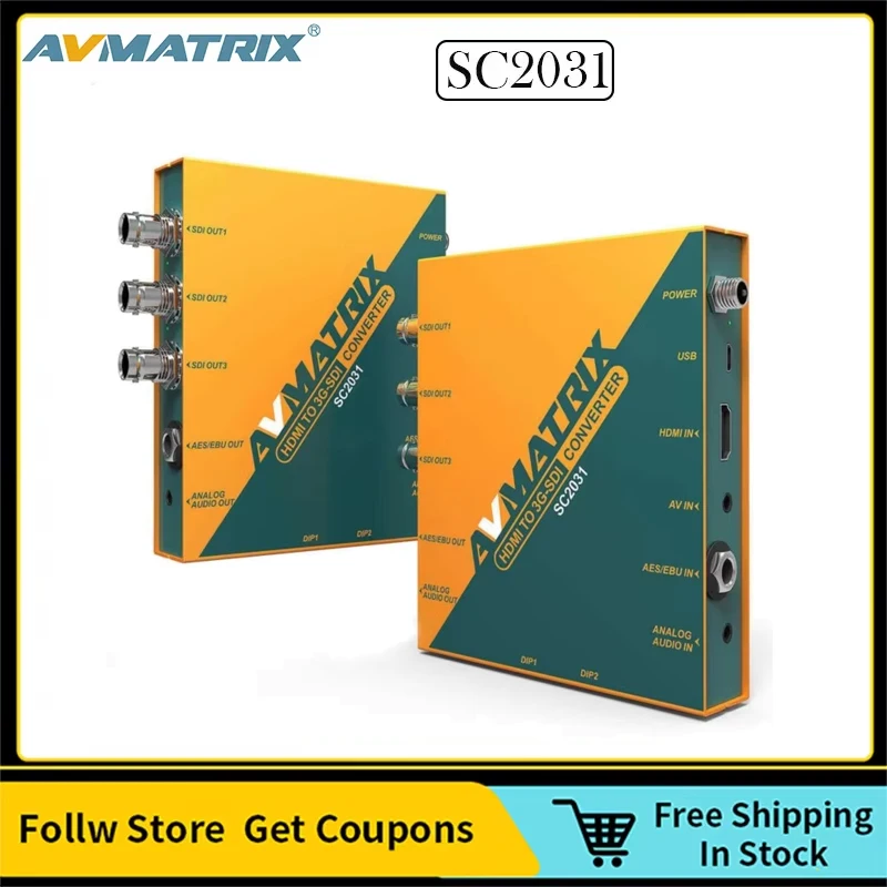 AVMATRIX SC2031 HDMI/AV to 3G-SDI Scaling HDMI Converter Triple Parallel SDI Outputs Audio Embedding