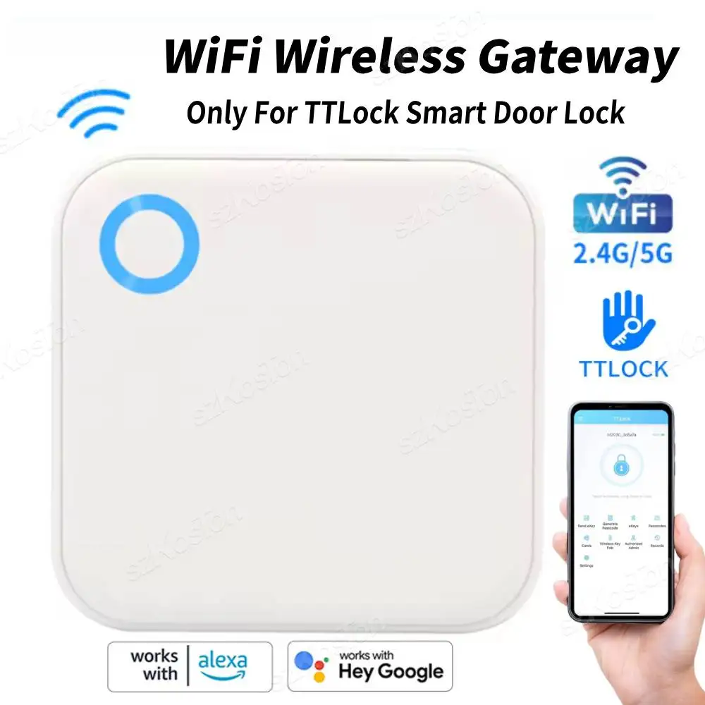 TTLock APP G5 WiFi Gateway Hub Support Dual-Band 2.4G&5G Wi-Fi Remote Control Unlock Smart Lock Works with Alexa Google Home