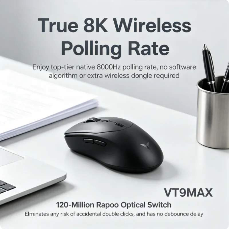 2026 New GEN-2 Version 53g Lightweight Build Up to 750Hr Battery Life True 8K Wireless Polling Rate Rapoo VT9 Mouse