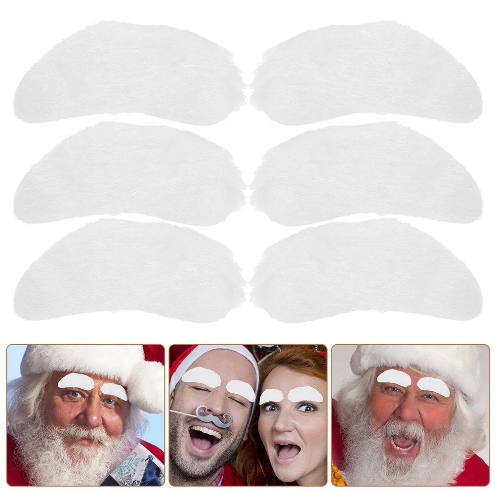 5 Pairs Artificial Santa Eyebrows Elder Fake Beards Cotton Halloween Costume Props