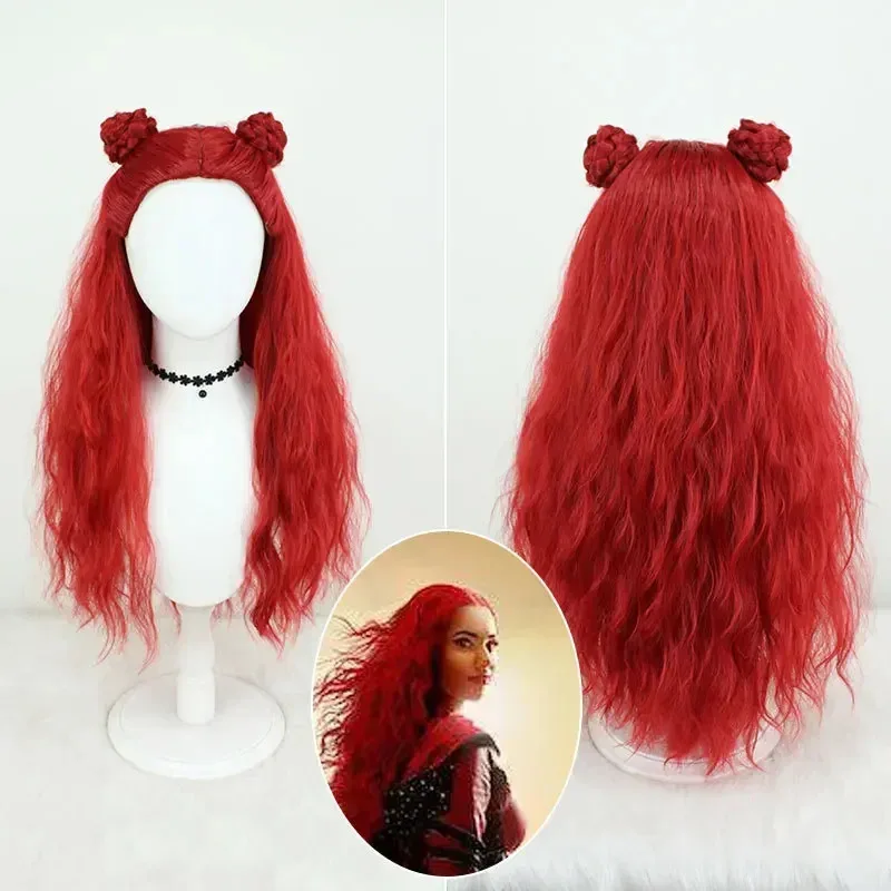 CyRise of Rot Cosplay Perücke Unisex 70 cm Langes Lockiges Wellenhaar Rote Perücke Cosplay Anime Hitzebeständige Synthetische Perücken Halloween