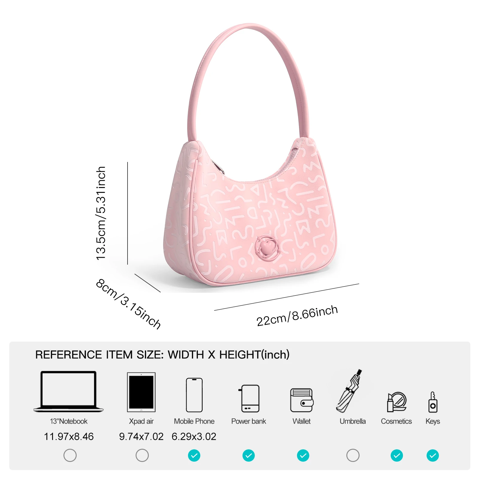 AILUXI Moon Bag for Women Summer 2024 New Pink Underarm Shoulder Bag PU Leather Original French Handheld Crescent Bag Fashion