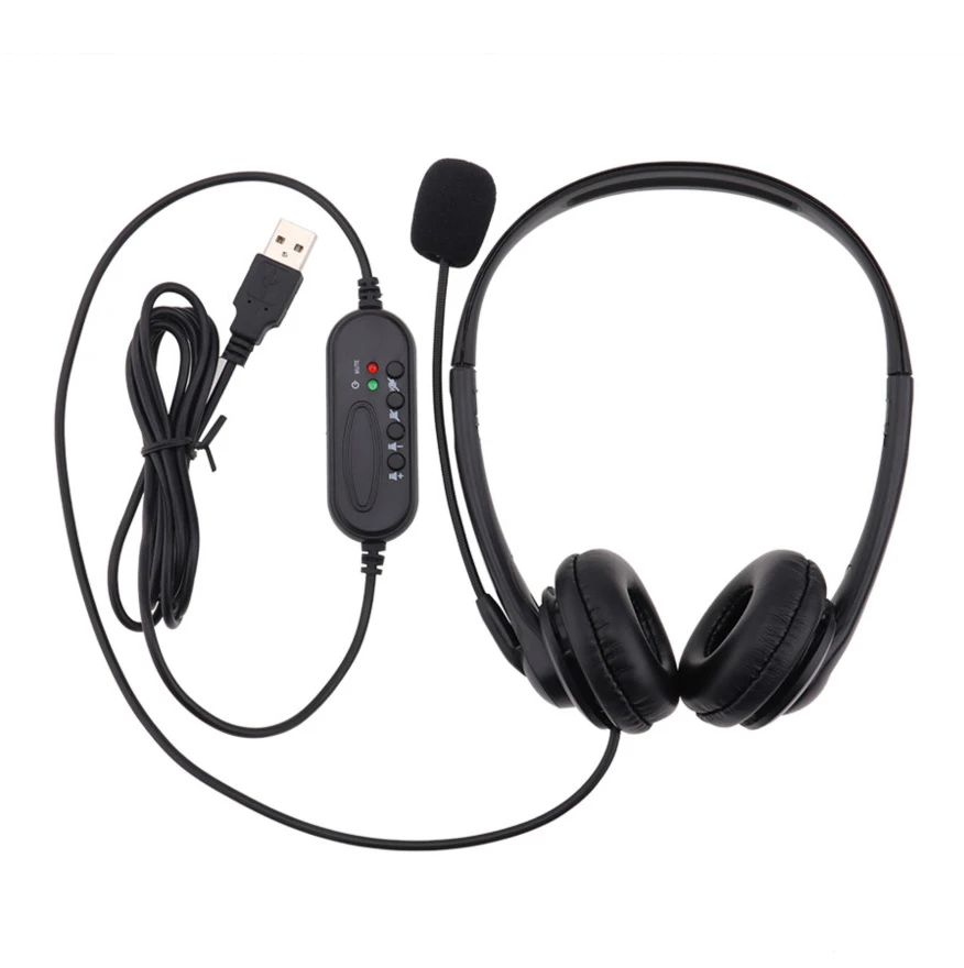 20pcs USB Wired Headset 3.5mm Stereo Headphone For Computer with Mic Noise Cancelling Volume Control Mute Function for Notebook