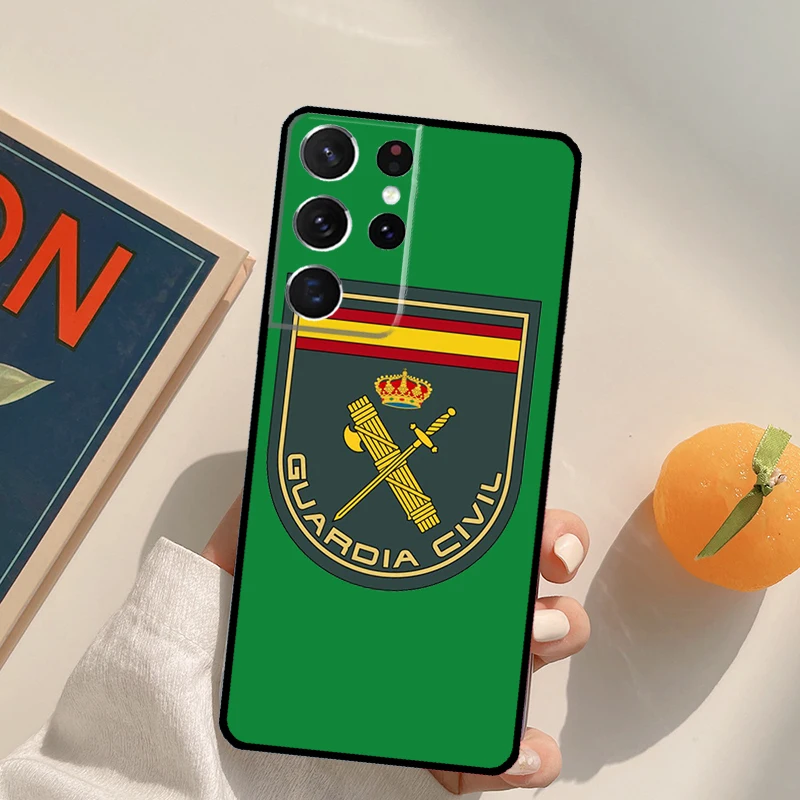 شعار الحرس المدني الاسباني قضية الهاتف لسامسونج غالاكسي S22 S23 S21 S20 FE الترا S8 S9 S10 زائد نوت 10 20 الترا الغلاف
