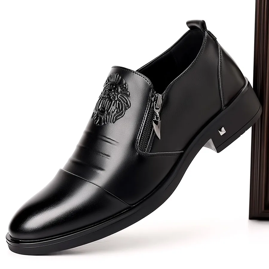 Men's Chelsea Boots Side Zipper Pointed Toe Short Ankle Casual Boots for Daily Wear and Weddings
