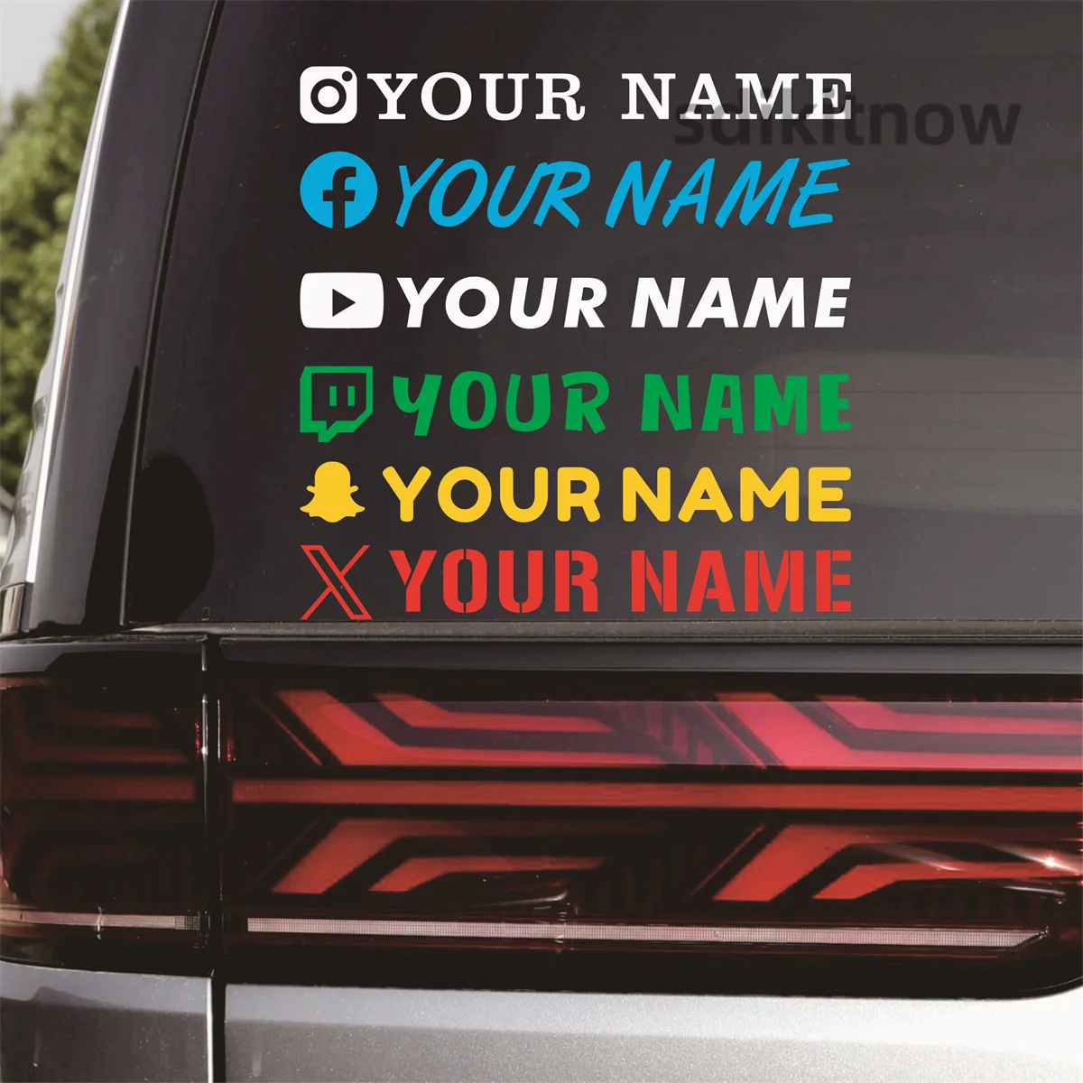 Custom Text Instagram my name sticker Facebook logo X YouTube Snapchat Twitch For Car Bike Motorbike helmet Door Football Decal