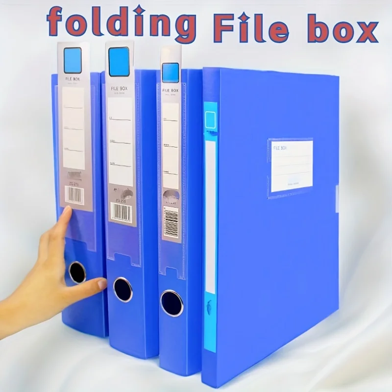 15pcs Blue Large-Capacity File Storage Boxes, Foldable Design, Thickened Document Boxes for Receipts And Office Supplies