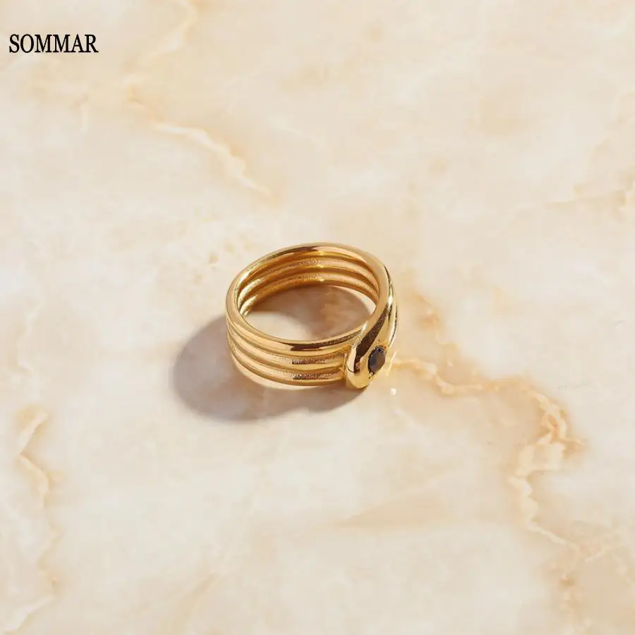 SOMMAR NEW!! 18KGP Gold plated size 6 7 8 Girlfriend finger Ring Artistic Abstract Snake Ring men ring Women jewelry