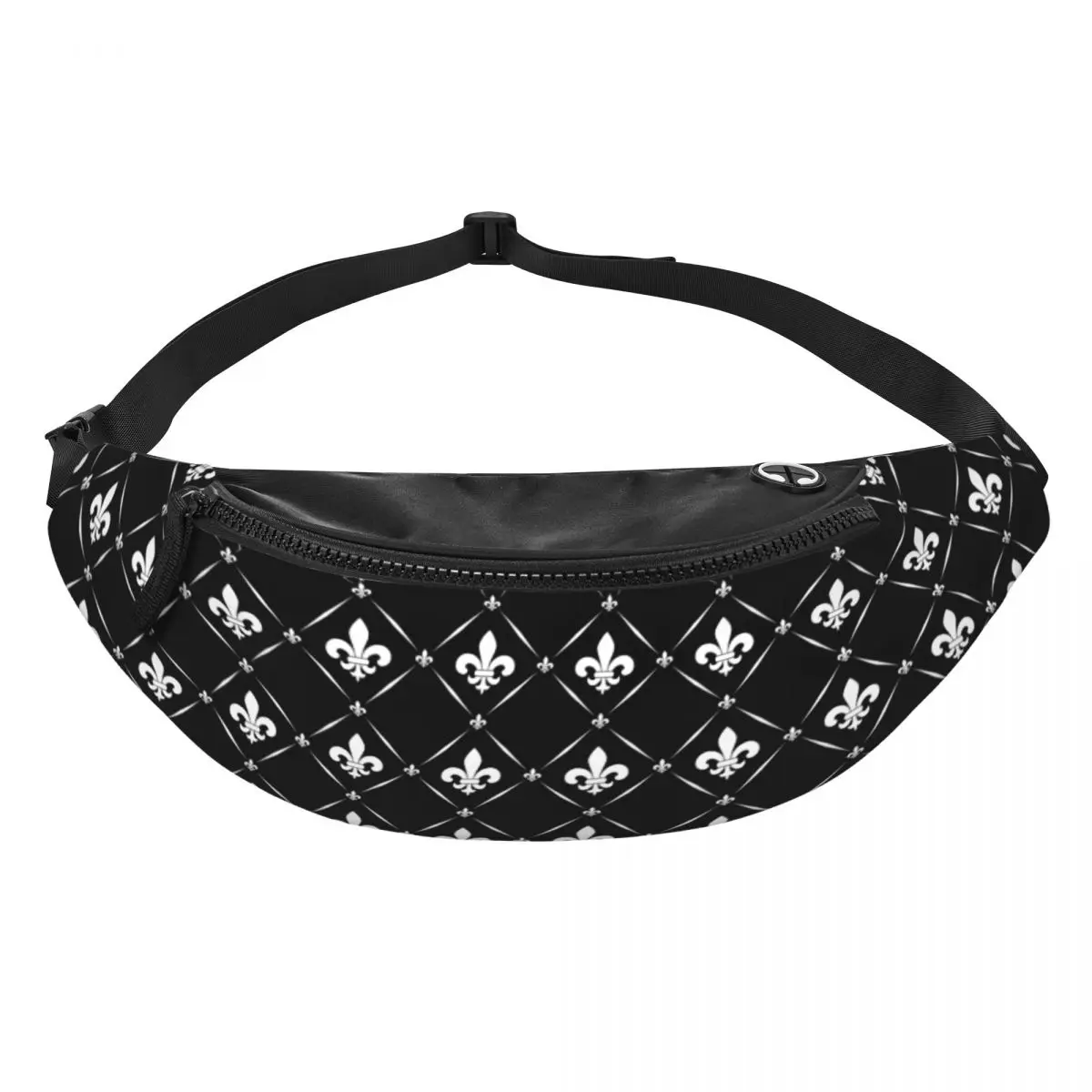 Custom Cool Lily Flower Fleur De Lis Fanny Pack Men Women Crossbody Waist Bag for Camping Biking Phone Money Pouch