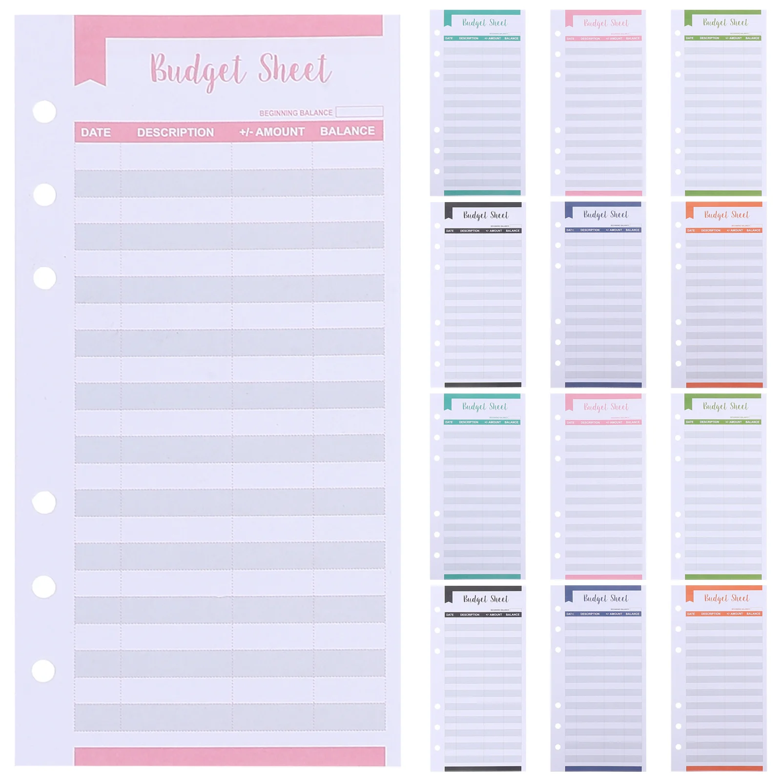 

40Pcs Home Budget Sheet Set Personal Finance Tracker Excel Binder Assorted Color Options