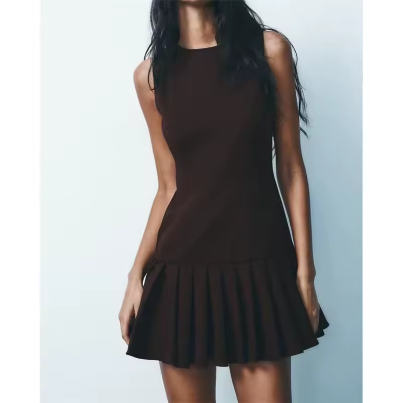 Vestido de Verão BANA Slim Fit com Saia Plissada