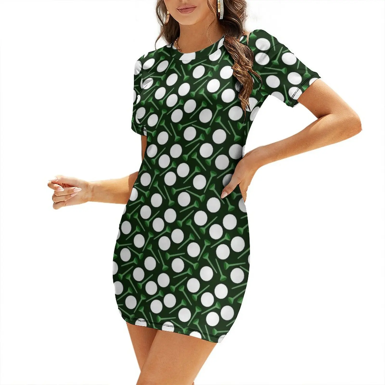 

Golf balls and tees in green Short-Sleeved Dress Clothing summer dress woman 2025 trendy Clothing female Dress