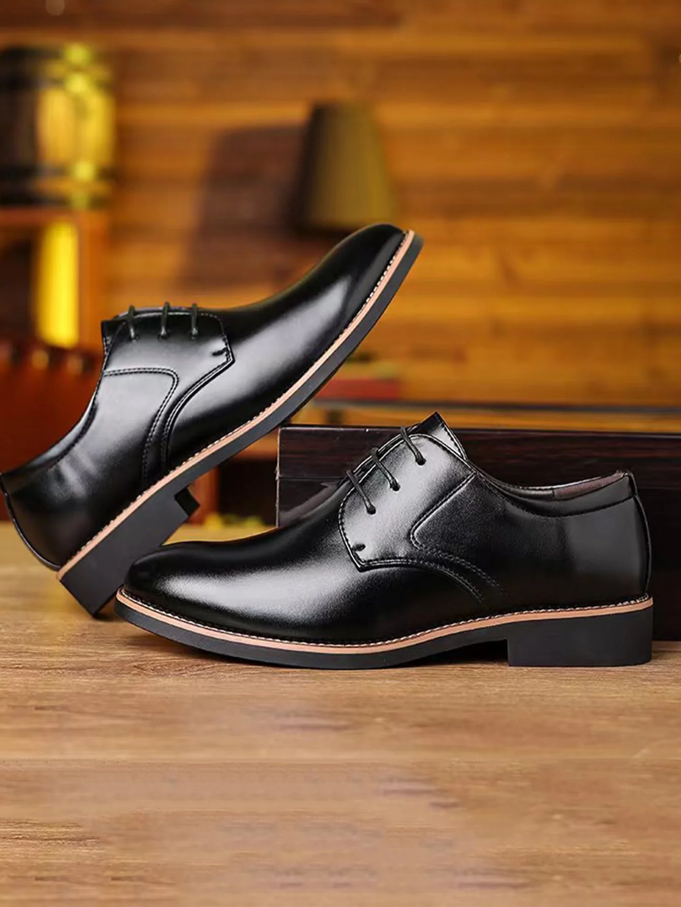 Men\'s pointed toe dress shoes, wedding party business non-slip dress shoes Men\'s Pointed Toe Lace-Up Dress