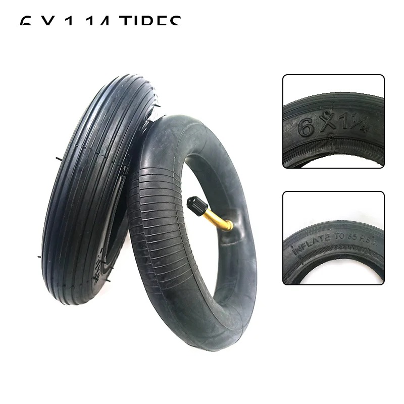 

Hot sale NEW 6 inches wheel tyre 6X1 1/4 Pneumatic inner outer tire suitable for folding bicycle mini surfing electric scooters