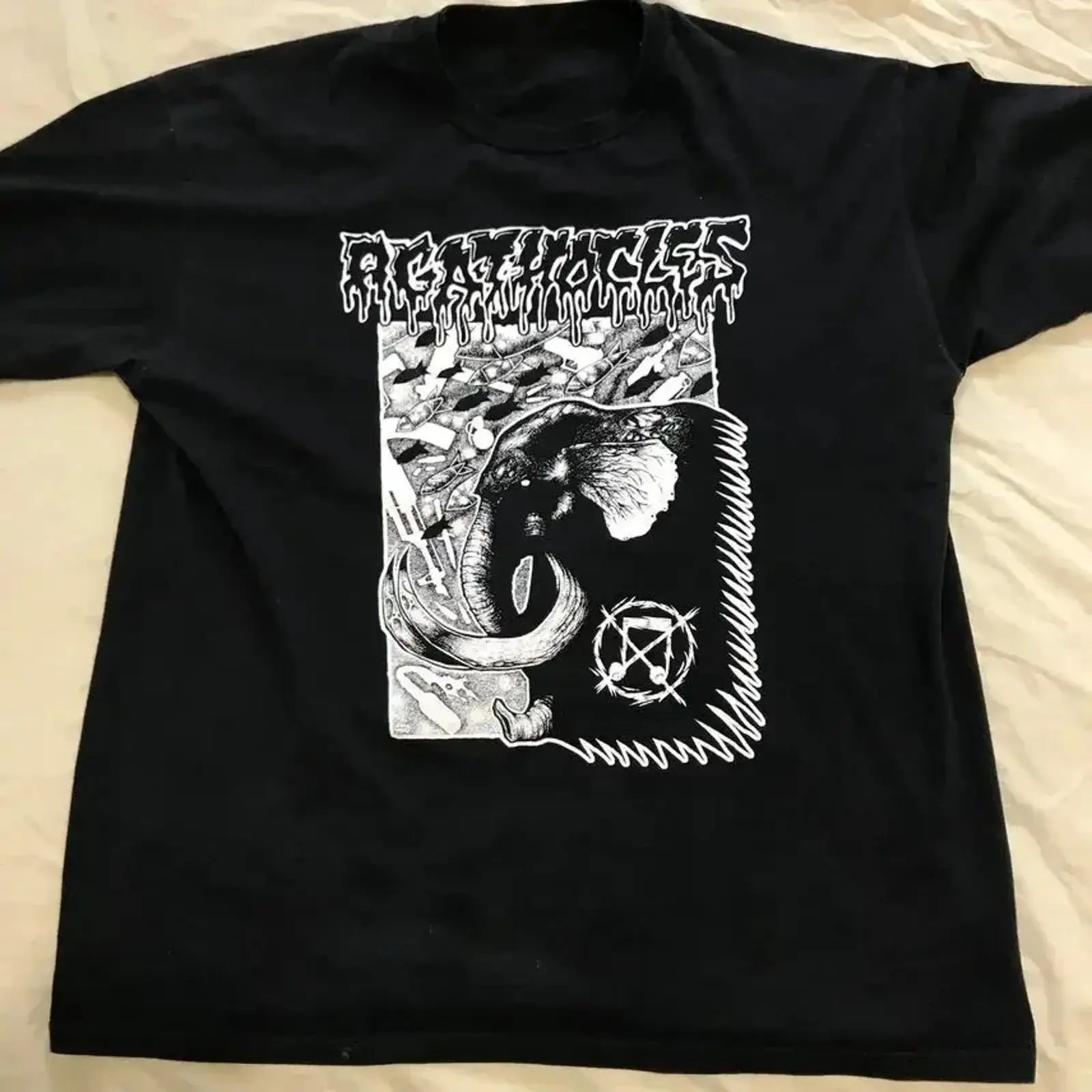 AGATHOCLES Album T Shirt  Cotton Black Men All Size S to 5XL vintage Washed designer clothes Casual Breathable Versatile