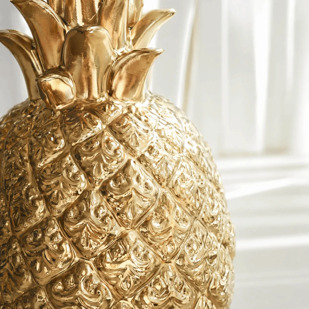 Resin Gold Pineapple Resin Ornament Golden Compact Desktop Size Modern Pineapple Tabletop Decor Pineapple