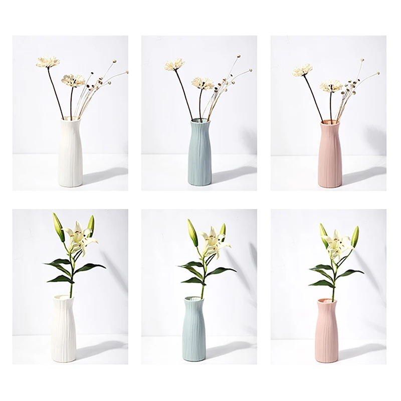 1pc Nordic Plastic Vase Simple Small Fresh Flower Pot Storage Bottle for Flowers Living Room Modern Home Decorations Ornaments