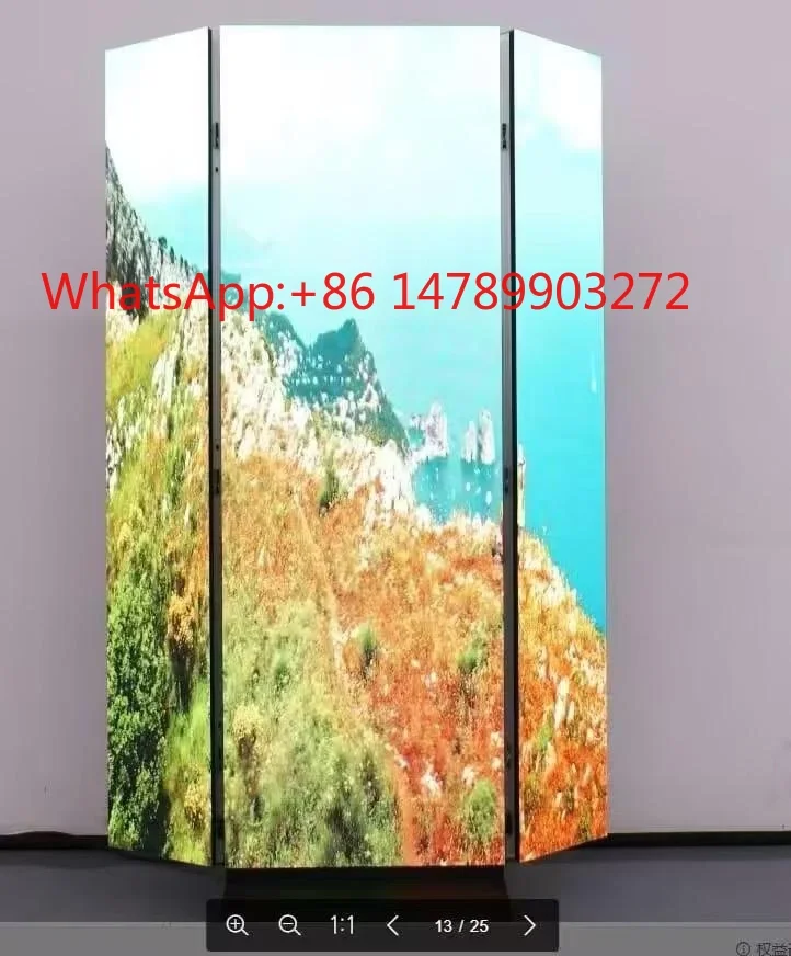 High Brightness Tri-Fold LED Stand GOB Double Sided Subway Retail Advertising Screen