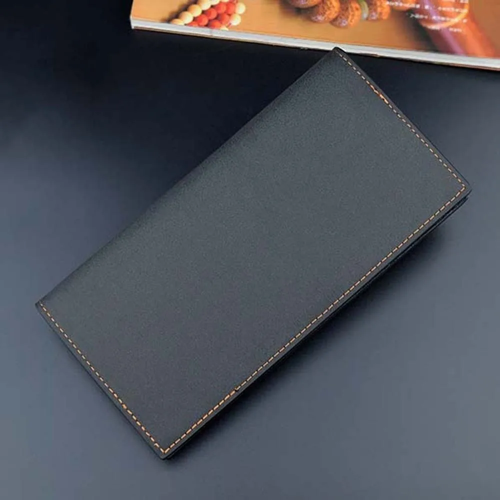Grande capacidade longo terno carteira anti-perdido pvc masculino carteira de negócios clássico nota compartimento contraste cor bolsa do plutônio compras