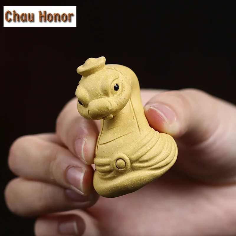 Chinese Handmade Purple Clay Tea Pet Cartoon Cute Ingot Snake Figurine Ornaments Sculpture Crafts Tea Set Decoration Accessories