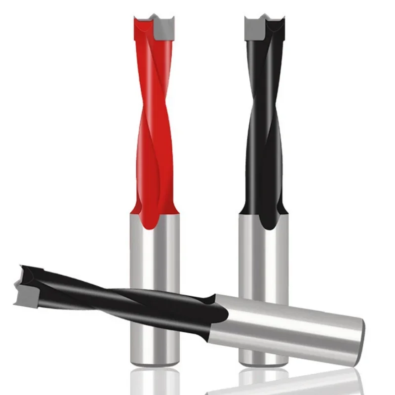 Drill Bit 2 Flute Wood Drill Bit Left/Right Rotation Carbide Hole Saw Cutter for Woodworking Row Drilling Tools 3-12mm