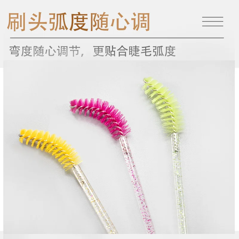 แปรงปัดมาสคาร่าแบบใช้แล้วทิ้ง 50 ชิ้น แปรงแต่งหน้าคริสตัล 10 สี สำหรับปัดขนตา