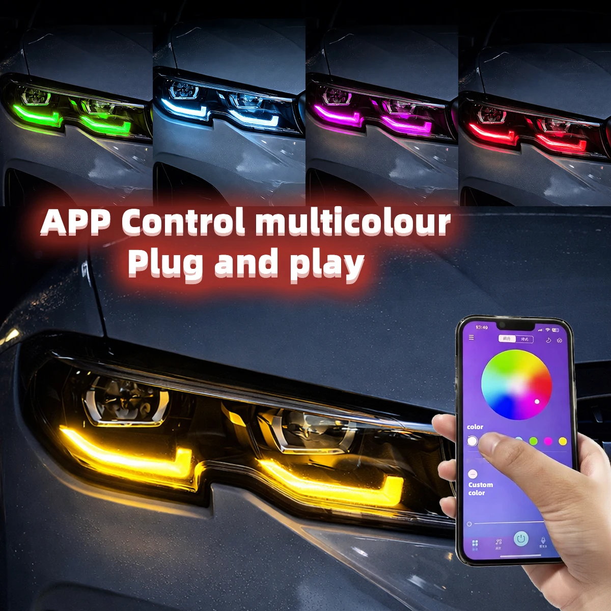 For BMW 3 Series G20 G21 2019-2022 RGB LED DRL Module APP Color Control Plug and Play Daytime Running Light