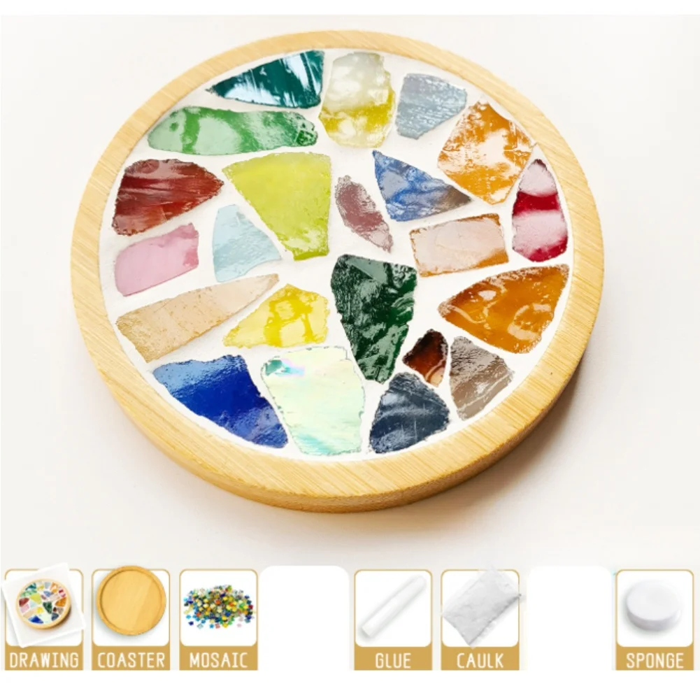 for mosaic Coaster DIY Kit for Adults Includes Glass and for acrylic Pieces for Handmade Round and Square Beverage Mats