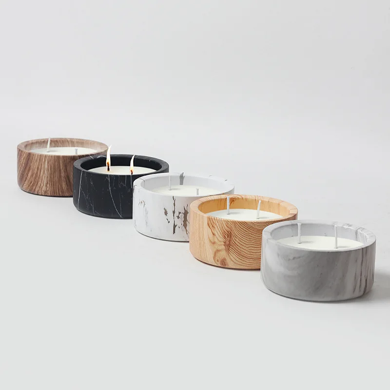 Europe Ceramic Jars Round for Aromatherapy Candle Cup Empty Candle Holder Soybean Wax Container Household Decor with Hand Gift