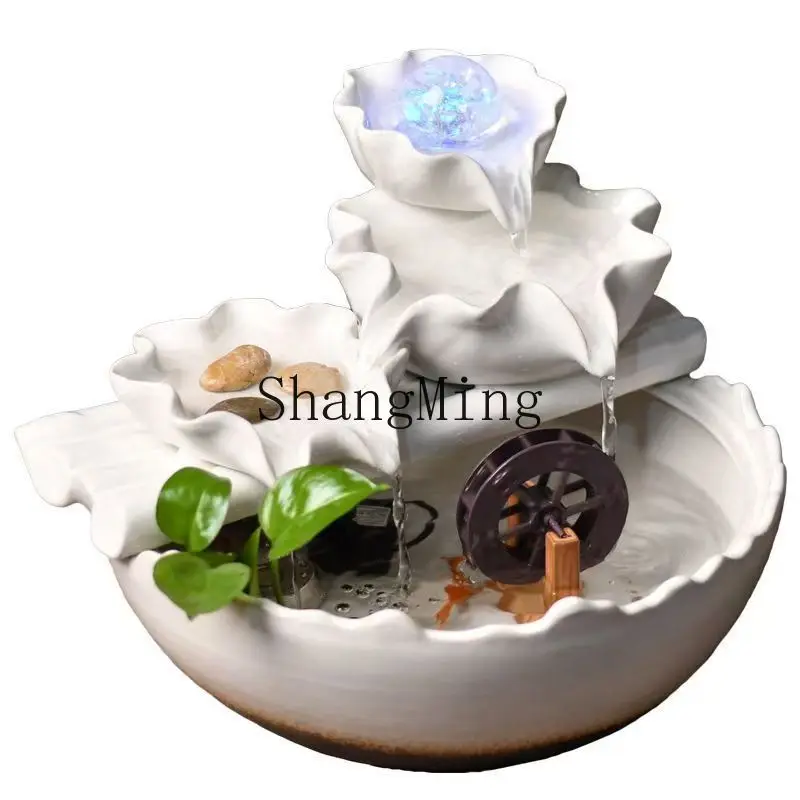 DSA ceramic feng shui wheel, flowing water fountain ornament, circulating desk decoration, living room desktop lucky feng shui