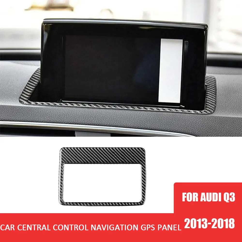 

for Audi Q3 2013-2018 Car Central Control Navigation Panel Trim Sticker Real Carbon Fiber Decal Auto Interior Accessories