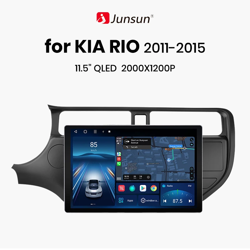 Junsun Wireless CarPlay Car Radio Multimedia  For KIA RIO 2011 2012 2013 -2015  Android Auto GPS autoradio Stereo 2din Screen