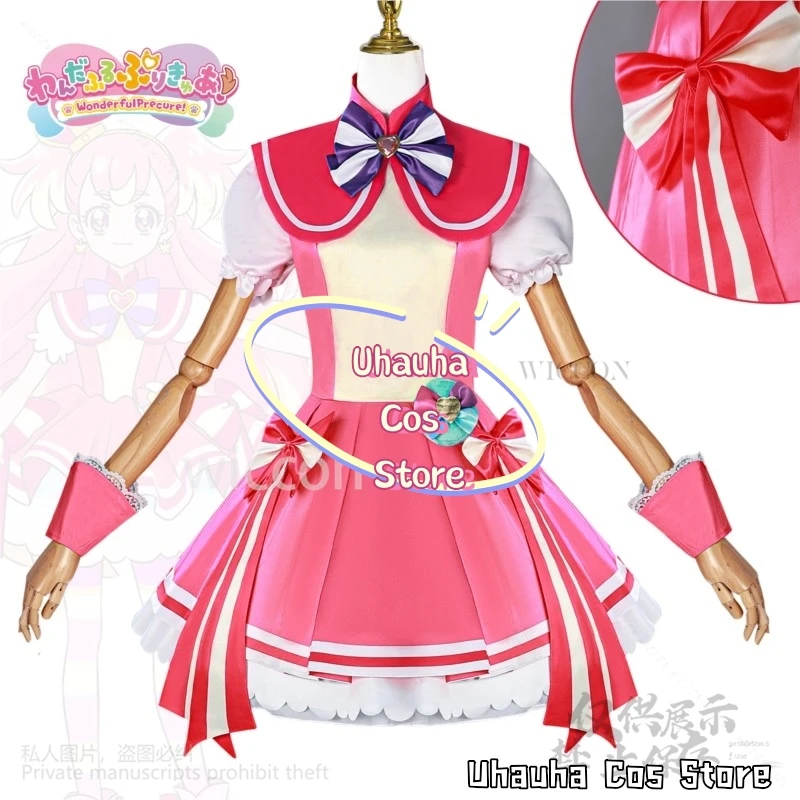 Anime Maravilhoso Precure! Cura maravilhoso cosplay inukai komugi traje vestido adorável uniforme lolita peruca para meninas mulher personalizado