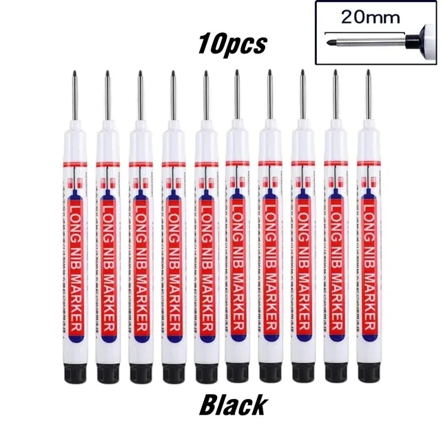 10 stks/set Multifunctionele 20mm Diep Gat Lange Nib Hoofd Marker Voor Metalen Perforeren Pen Waterdichte Badkamer Houtbewerking decor Tool