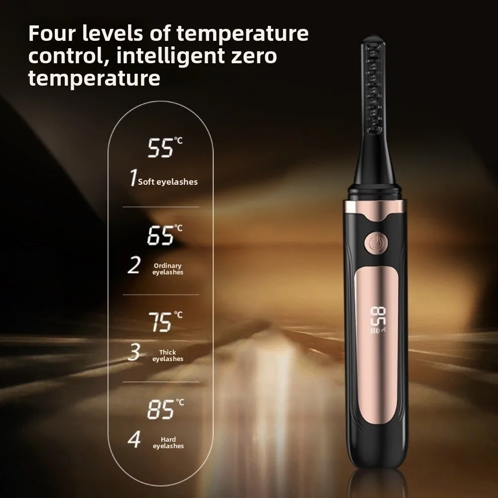 Rizador de pestañas en caliente antiescaldaduras, rizador de pestañas eléctrico recargable de calentamiento rápido, 4 modos de temperatura con pantalla LED