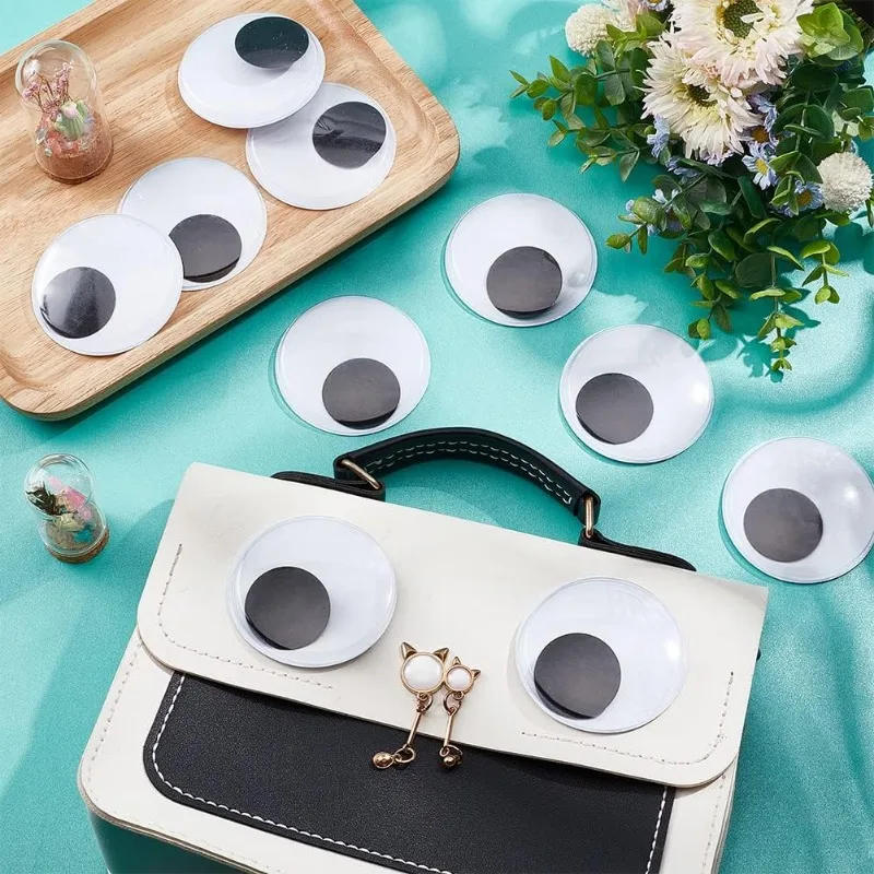 ملصقات عيون بلاستيكية للحرف اليدوية ، عيون غوغلي ، عيون كبيرة ، سوداء ، ذاتية اللصق ، 12: