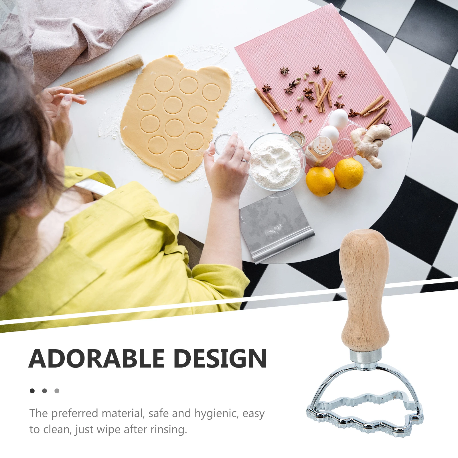 

Biscuit Mold Cutter Baking Supplies Chocolate Cookie Mould Wood DIY Dumpling Wrapper Easy to Clean Hygienic Tools
