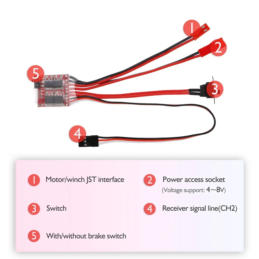 1/2/4PCS Mini 30A Brushed ESC Dual Way Brake Speed Controller 4-8V for 1/16 1/18 1/24 RC Car Crawler SCX24 370 380 390 Motor