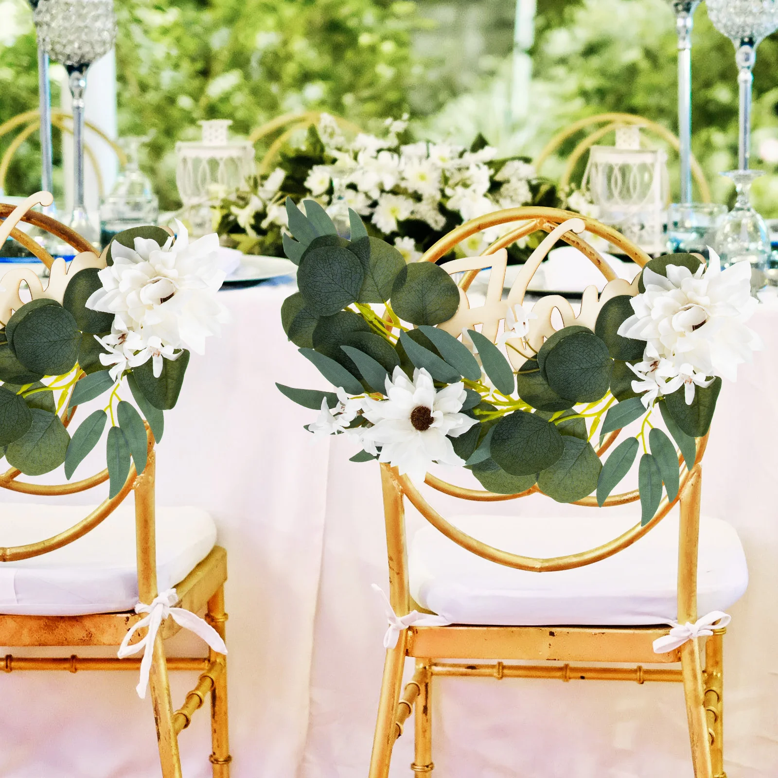 

Simulated Chair Back Flowers in Plastic Wood Wedding Chair Signs Decorative Fake Flowers Party Chair Flowers Event Decor