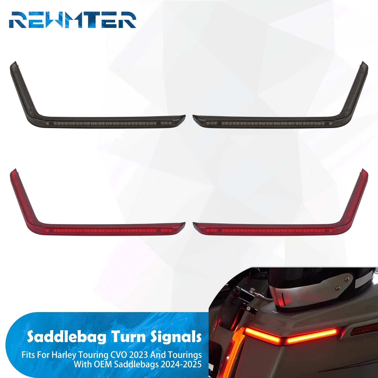 

Motorcycle Rear Saddlebag Turn Signal LED Lights Running Brake Tail Lamp For Harley Touring CVO 23 Street Electra Glide 24-2025