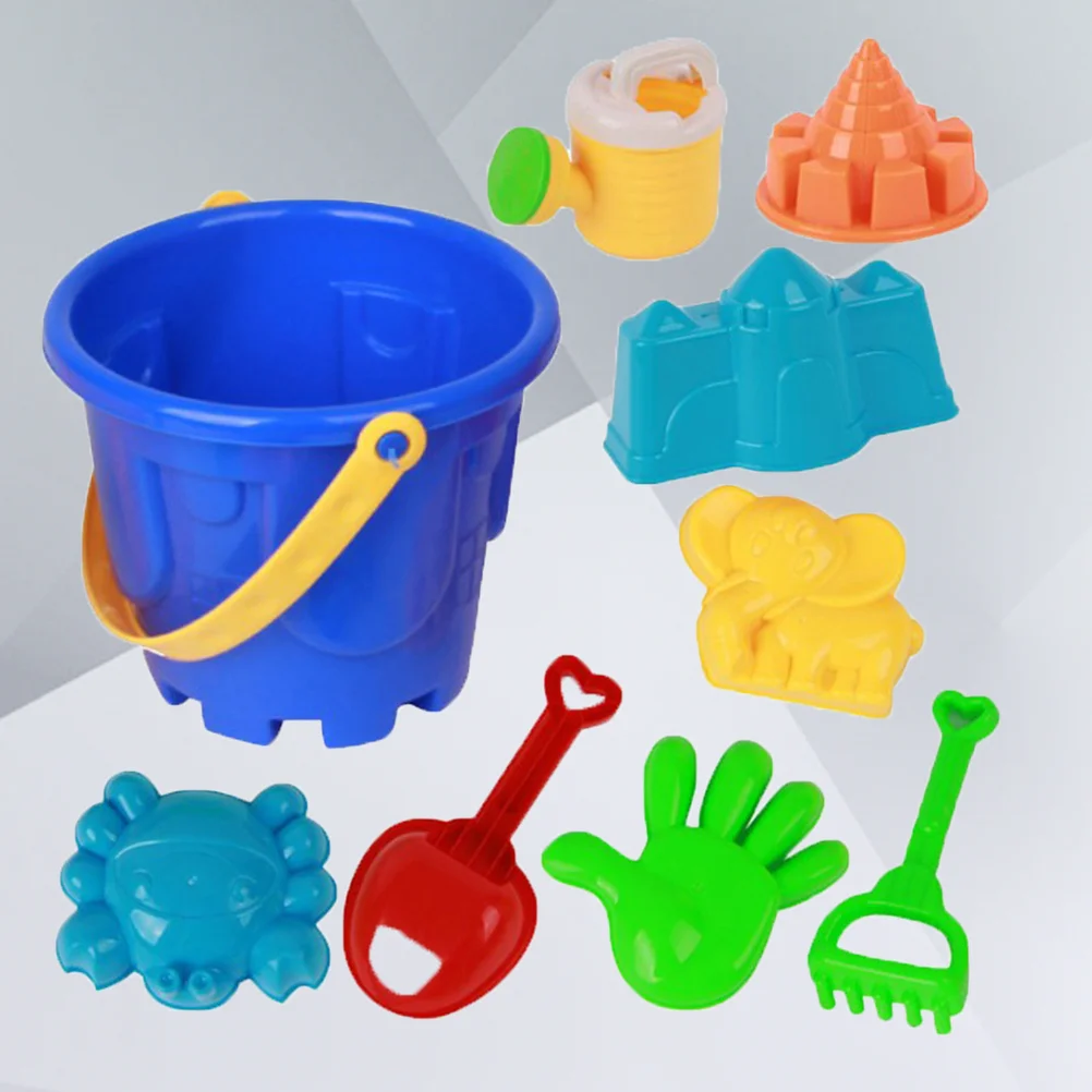 9 Pcs Beach Toys Childern Kids Sand Large Bucket Tools Cartoon Molds for Children