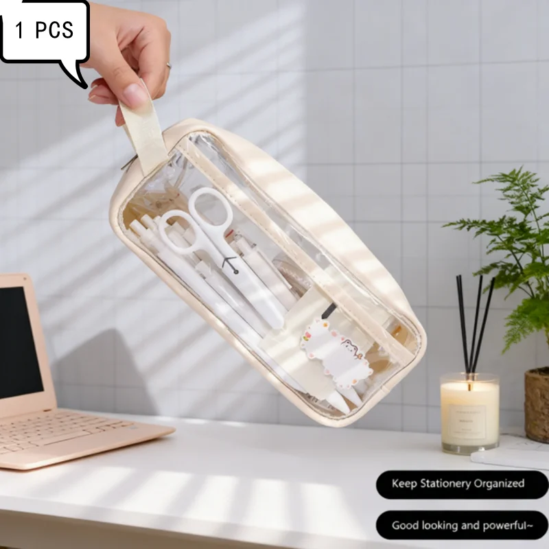 2026 NEUES Federmäppchen für Studentenorganisation, transparentes Design mit großer Kapazität, wasserdichte tragbare Schreibwarentasche für einfachen Zugriff